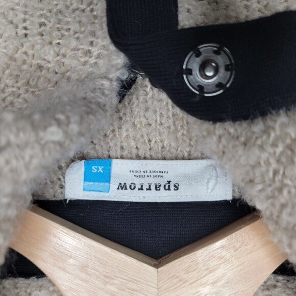 Anthro Sparrow Wool Blend Cream Black Accent Full Zip Jacket Size XS - Picture 9 of 13